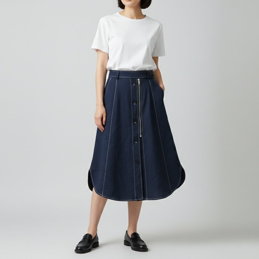 Sportmax Skirt Women's Navy White Stitched Size 8/42 NWT